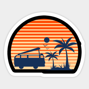 80s retro sunset beach Sticker